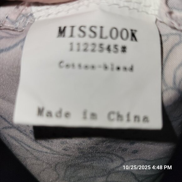 Misslook Tunic Shirt Womens Floral Flowers 3/4 Bell Sleeve 3X V-neck Festive - Picture 5 of 6